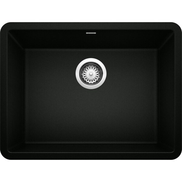 Blanco Precis Silgranit 24" Single Bowl Undermount Kitchen Sink - Coal Black 442928 - main